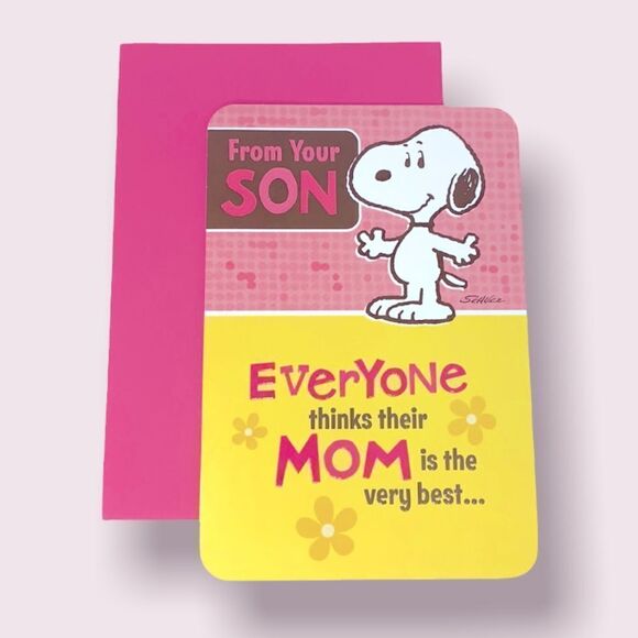 Hallmark Snoopy Peanuts Happy Mothers Day From Son Greeting Card - Picture 1 of 8